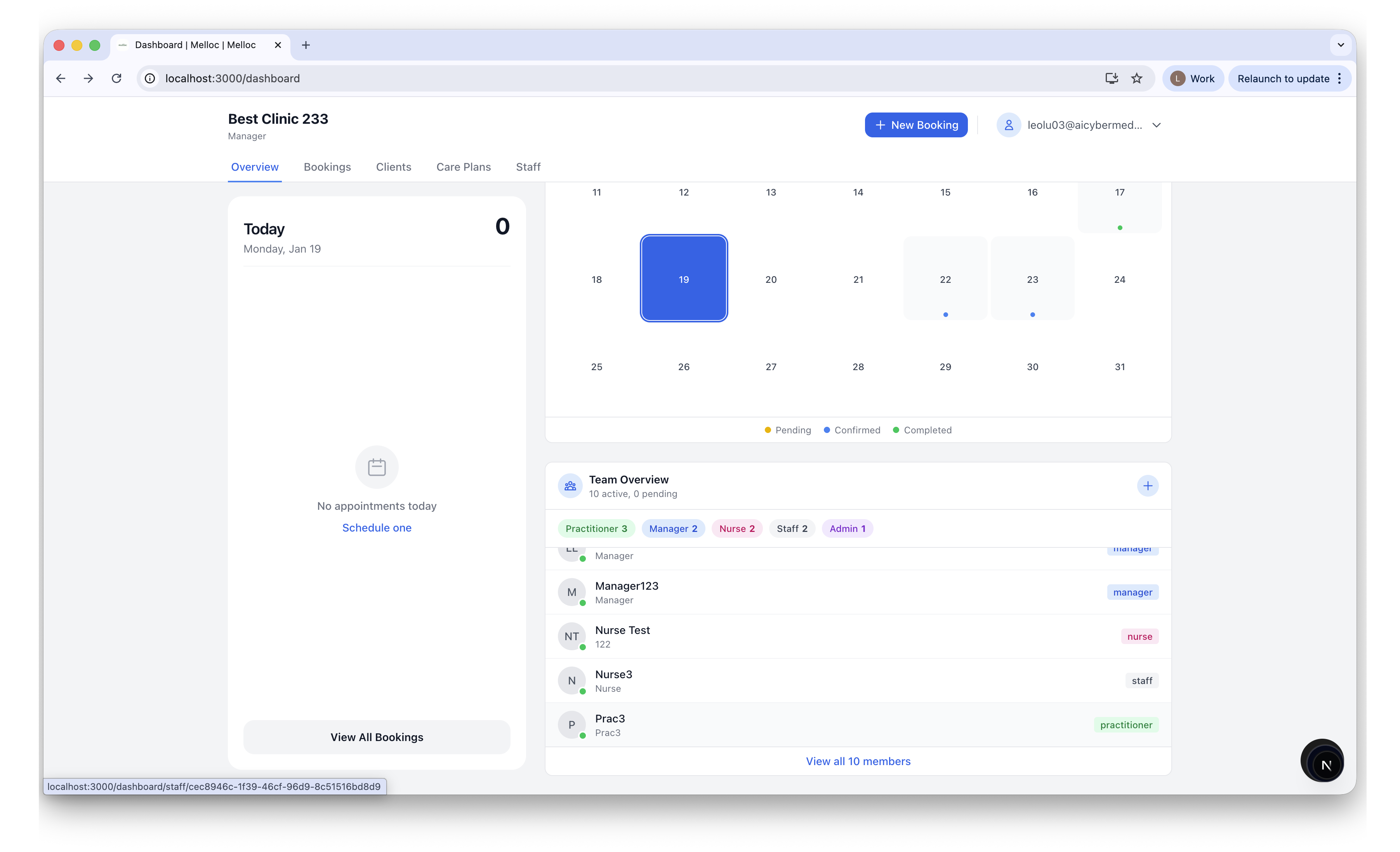 Practice analytics dashboard